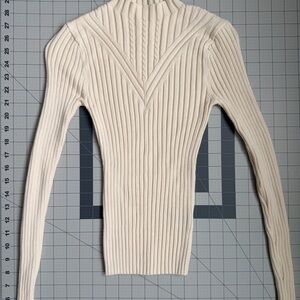 SHEIN Cream Ribbed Turtleneck Sweater